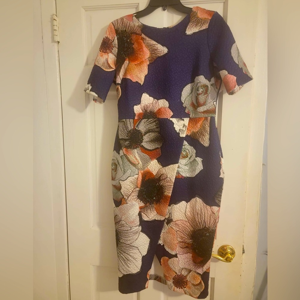 Asos Navy blue floral midi dress